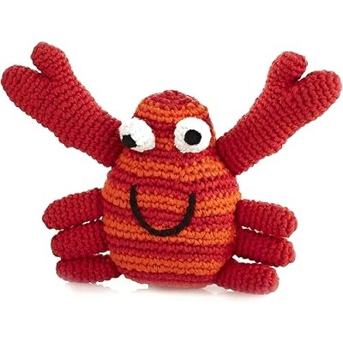 Pebble | Handmade Crab Baby Rattle—Red | Ocean | Beach | Coastal | Crochet Baby Toy | Fair Trade | Machine Washable