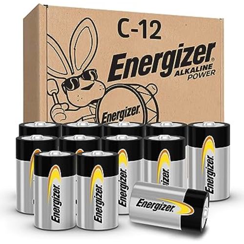 Energizer Alkaline Power C Batteries (12 Pack), Long-Lasting Alkaline C Cell Batteries