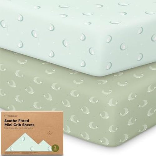 2-Pack Mini Crib Sheets Fitted, 38x26 Pack N Play Mattress Sheets (Lunaris)