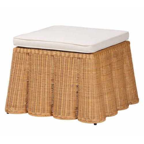 bali & pari Palm Honey Rattan Ottoman with Cushion 244-13633-HD