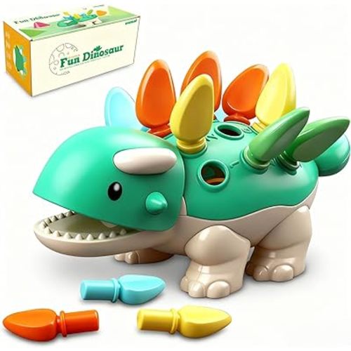 Baby Sensory Toys Toddler Montessori Learning Fine Motor Skills Toy for 6 9 12 18 Month One Year Old Boy Birthday Gift Kid Sorting Stacking Color Recognition Dinosaur Age 1 2 3 4 Educational Toys