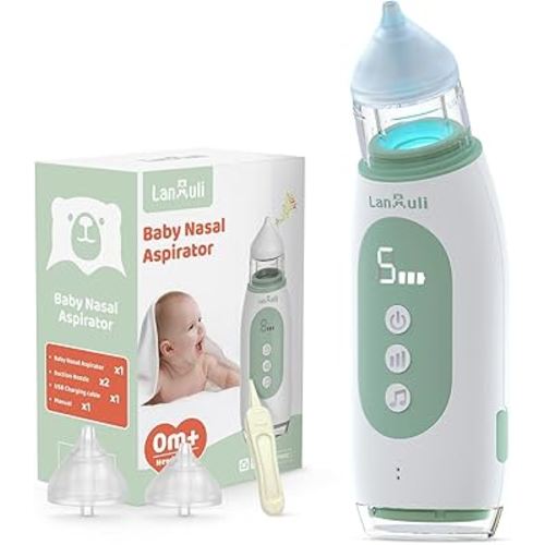 Hospital-Grade Nasal Aspirator for Baby, Automatic Toddler Nose Sucker, Infant Snot Cleaner with Adjustable Suction Level, Music and Light Soothing Function