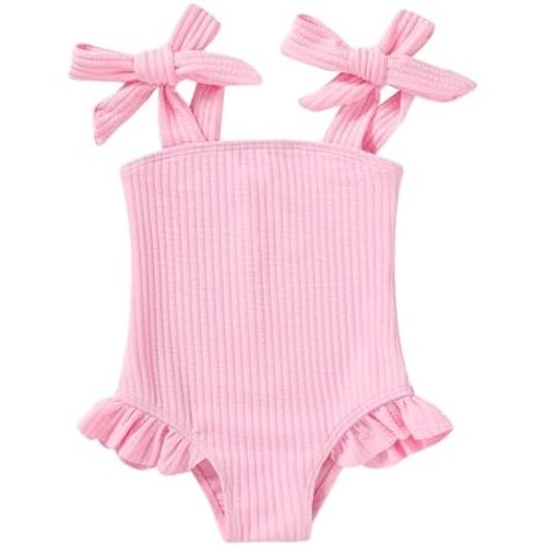 YOUNGER TREE Toddler Swimsuit Girl Color Block Stripe One-Piece Swimwear Baby Girl Bathing Suits