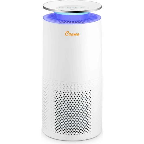 Crane Air True HEPA Air Purifier, White With Uv