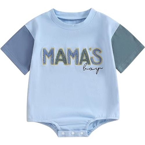 FIOMVA Baby Boy Fall Clothes Newborn Bubble Romper Toddler Long Sleeve Mama's Boy Letter Bodysuit Winter Infant Outfits