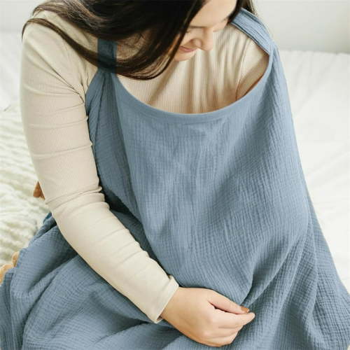 NIHOND Konssy Muslin Nursing Cover for Breastfeeding Breathable Cotton Nursing Cover with Rigid Hoop for Mom Nursing Apron Multipurpose Car Seat Canopy