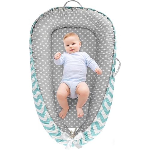 URMYWO Baby Lounger - Baby Lounger for Newborn 0-24 Months, Breathable & Soft Cotton Baby Nest Cover Infant Lounger, Babies Newborn Essentials Gifts, Portable Baby Floor Seat for Home and Travel