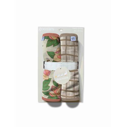 Burp Cloths Set of 2 (Magnolias/Tan Wavy Plaid)