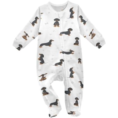 vvfelixl Exercises Doberman Dog Baby Sleepers For Girl Boys Newborn Baby Play One-Piece Footies For 0-24 Months White