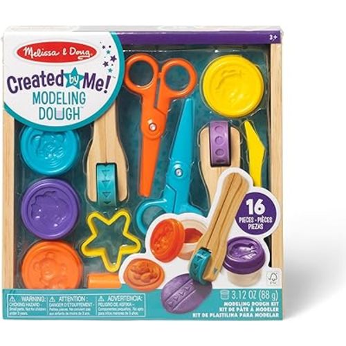 Melissa & Doug Created by Me Cut, Sculpt, and Roll Modeling Dough Kit With 8 Tools and 4 Colors of Modeling Dough Stampers, Arts And Crafts For Kids Ages 3+