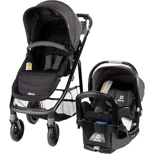 Diono Quantum 4 3-in-1 Travel System with LiteClik 30 R SafePlus Infant Car Seat and Base, Rear-Facing for Infants 4-30lbs, Includes Infant Car Seat Folding Stroller and Toddler Seat (Gray Slate)