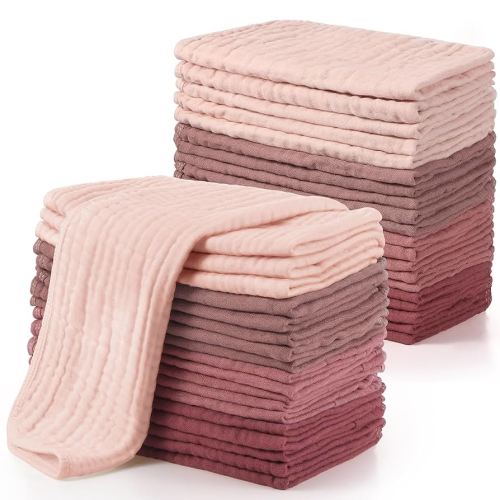 Buryeah 20 Pcs Large 20 x 10 Inch Burp Cloths Multi Colors Washcloths Baby Burping Cloth Diapers 6 Absorbent Layers Face Towels (Retro Colors)