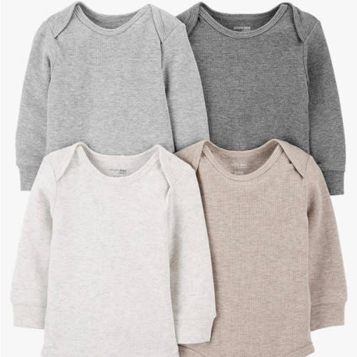 Long-Sleeve Thermal Bodysuit (4 Pack) 3-6 months