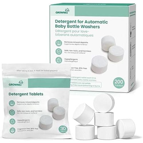 GROWNSY Detergent Washing Tablets 200PCS for Momcozy, Baby Brezza, Papablic Bottle Washer, Compatible with All Brands Baby Bottle Washers