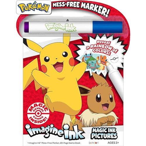 Bendon Imagine Ink Pokemon Magic Ink Pictures and Game Book with Mess Free Marker