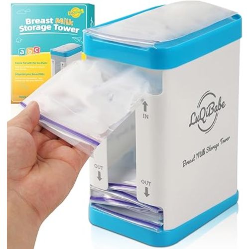 Milk Bag Storage Rack Breast Milk Storage Tower Freezes Breast Milk Bags Flat Store and Organize More Than 10 Milk Bags - First-in & First-Out Breastmilk Bag Organizer for Freezer