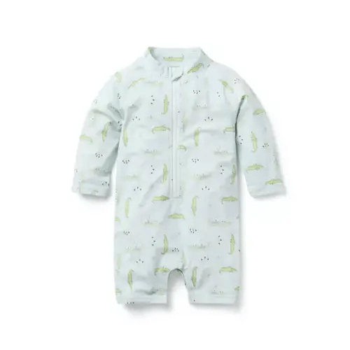 Baby Ice Blue Alligator Baby Recycled Alligator Rash Guard Swimsuit by Janie and Jack