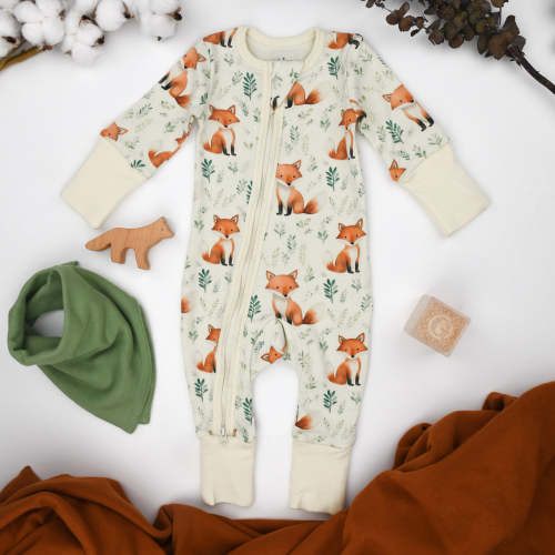 Organic Cotton Baby Pajamas 2-Way Zip Front Zipper Sleeper, Copper
