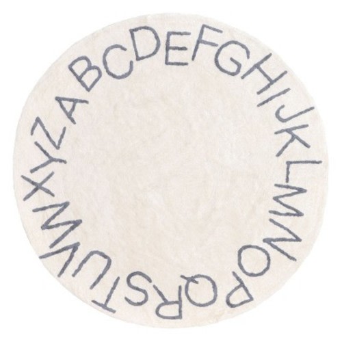 Nuloom Kids Washable Round Alphabet Indoor Area Rug Gray 6'