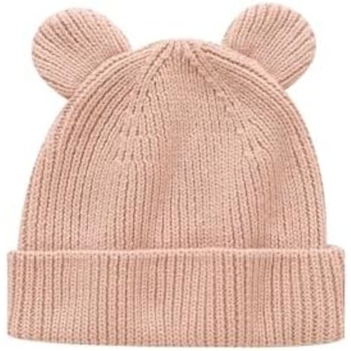 Hadetoto Cotton Baby Beanie Winter Knitted Hat with Bear Ear for Infant Toddler Boys Girls Soft Warm Skull Cap