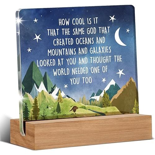 Inspirational Gifts for Kids Teens, Positive Affirmation Gifts for Nursery, Toddler Boy Room Home Decor, God Creation Decorative Signs Plaque for Desk