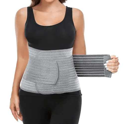 Postpartum Belly Wrap, Postpartum Belly Band, Abdominal Binder Post Surgery Ergonomic 9.5", Abdomen Hernia Support Belt for Men and Women (Polyester Made with Bamboo Charcoal Fiber),S/M
