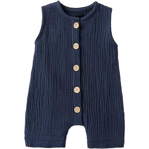 Cecobora Infant Newborn Baby Boys Girls Cotton Linen Romper Summer Jumpsuit Sleeveless Overalls Clothing Set