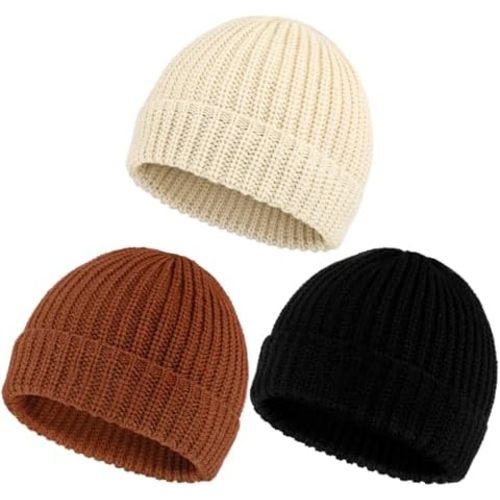 Glooarm 3 Pack Baby Beanie Knit Toddler Beanie Hat Hip-Hop Baby Acrylic Bonnet Infant Cozy Hat for Boys Girls, 0-5 Years