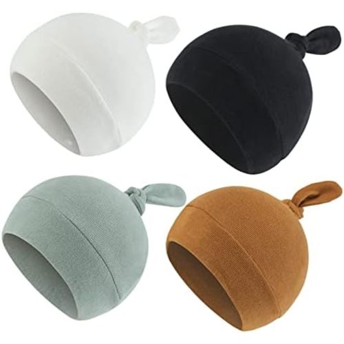 Bamery Newborn Hospital Hat Organic Cotton Baby Hat 0-12 Months Preemie Infant Boy Girl Beanie Cap 4-Pack