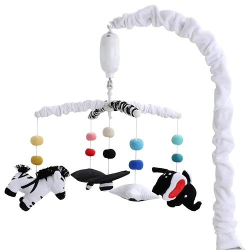 The Peanutshell Baby Crib Mobile for Boys & Girls, Musical, Montessori Nursery Mobiles, Black and White Crib Decor, High Contrast Mobile, Crib Toys Hanging, Crib Accessories Boy