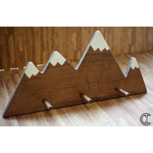 Mountain Peak Wall Hook | Wooden Nursery Wall Hook for Kids | Woodland Mountain Nursery Decor