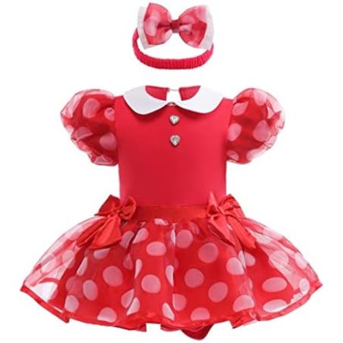 Dressy Daisy Baby Girls Polka Dot Costume Romper with Headband