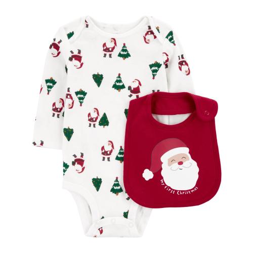 Carter's Child of Mine Baby Unisex Holiday Bodysuit and Bib Set, 2-Piece, Sizes Newborn-12 Months
