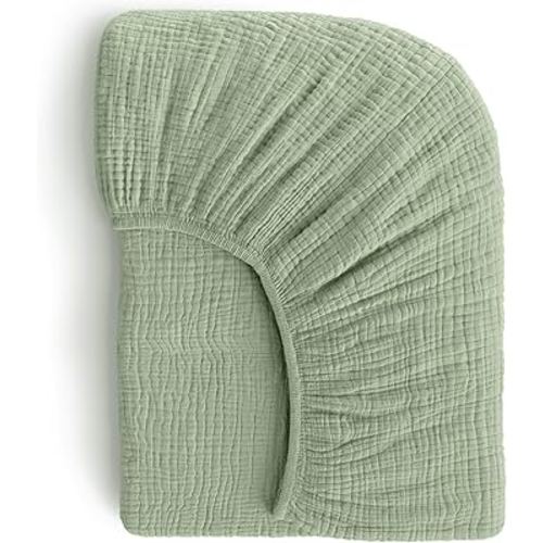 Muslin Crib Sheets, 100% Organic Cotton, Breathable and Ultra-Soft, Standard Crib Sheet Mattress (28"x 52") for Girls and Boys, Neutral Fitted Baby Crib Sheet (Sage Green)