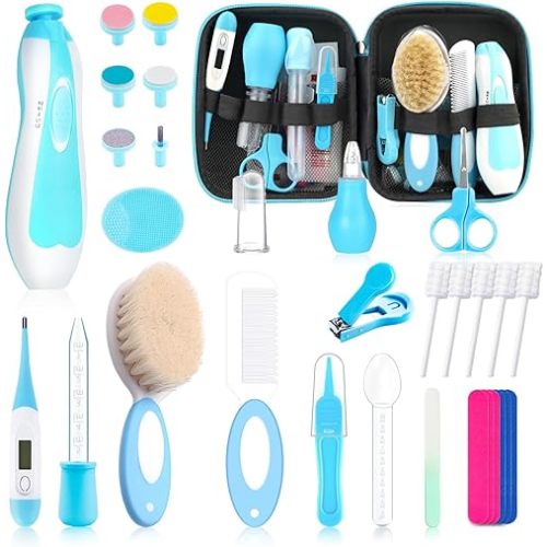Baby Healthcare and Grooming Kit for Newborn Kids, 31PCS Upgraded Safety Baby Care Kit, Newborn Nursery Health Care Set, Baby Electric Nail Filer Kit, Infant Baby Care Products