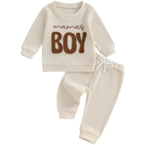 Baby Boy Fall Clothes Set Long Sleeve Crewneck Sweatshirts Pants Infant Newborn Waffle Outfits 6 12 18 24 Months 2T