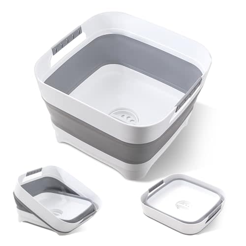 Collapsible Wash Basin for Baby Bottles - 2.4 Gallons Portable Wash Bin for RV Camping Sink, Space-Saving Dish Tub.Laundry & Utility Room Sinks