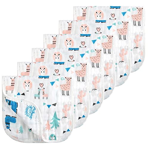Looxii Muslin Burp Cloths 100% Cotton Muslin Cloths Large 20''x10'' Extra Soft and Absorbent 6 Pack Baby Burping Cloth for Boys and Girls (Alpaca)