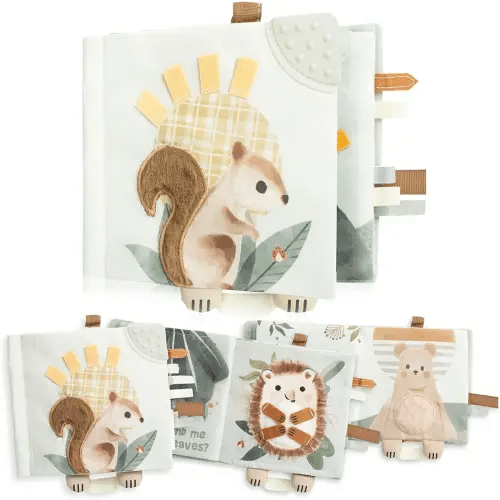 ZICOTO Soft Baby Book with Touch and Feel Pages - Cute Sensory Book for Babies 0-6 Months with Textured Animals, Mirror & Crinkle Paper - The Perfect Toy for Baby Showers Or as a Newborn/Infant Gift