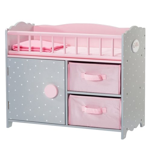 Teamson Kids Olivia's Little World Wooden Baby Doll Crib & Cabinet, Pink/Gray & Reviews | Wayfair