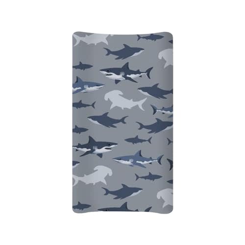 Psesaysky Sharks Changing Pad Cover Waterproof Diaper Changing Cover Durable Breathable Soft Universal Tray Table Mat Infant/Toddler