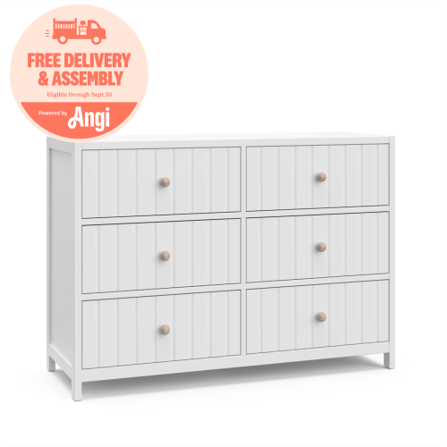Graco Teddi 6 Drawer Nursery Double Dresser, White