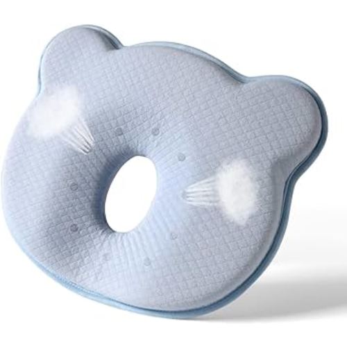 Memory Foam Baby Pillow,Cute Cartoon Bear Soft and Cozy Pillow, Breathable Bedding Set for Infants for Small Boys and Girls Prevent Flat Head
