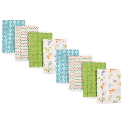Luvable Friends Boys Cotton Poly Flannel Burp Cloths 8-pack, Abc, One Size