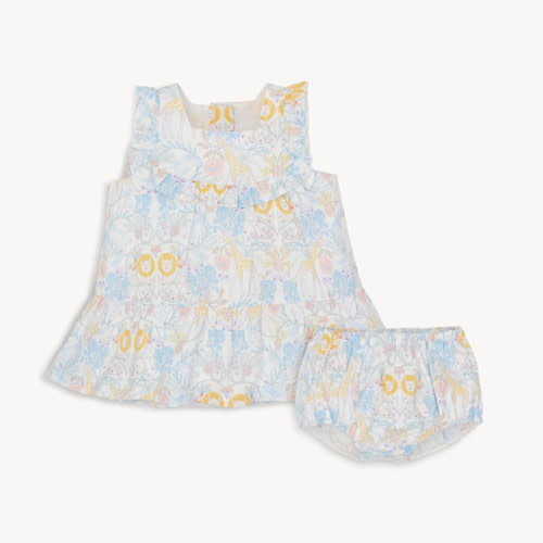 Cotton Baby Ruffle Sleeve Dress + Diaper Cover Set