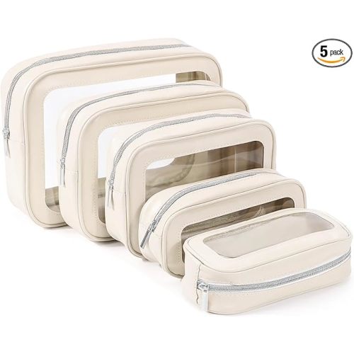 YOPCDJ 5PCS Diaper Bag Organizer Pouch Set, TSA Approved Toiletry Bag,Clear Waterproof TPU Makeup Bag Set Travel Organizer Bags for Women and Kids,Mothers Day Gifts