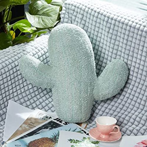 Maitys 16 Inches Cactus Shape Throw Pillow Cute 3D Plush Cactus Shaped Throw Pillow Decorative for Sofa Office Bed Cushion(16.4 x 13 Inch)