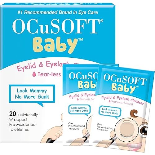 OCuSOFT Baby Eyelid and Eyelash Cleanser, Pre-Moistened Towelette, White/Blue 20 Count