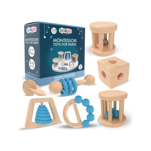 BLUE Montessori Toys 0-6 Months Boy Wooden Baby Toy, Sensory Toy, Gifts For Babies, Baby Toys, New Baby Gift, Toy for Newborn, Infants Toys