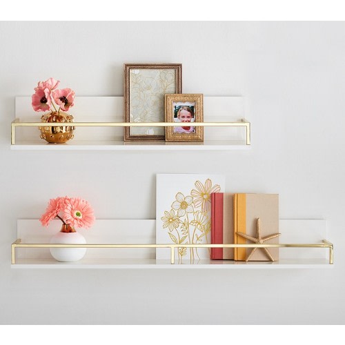 Gold Polished Metal Shelves (24" - 36")